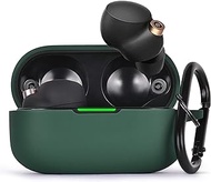 AIRSPO Case Compatible with Sony WF-1000XM4 Silicone Protective Skin Case Cover for Sony Wireless Earbuds (Midnight Green)