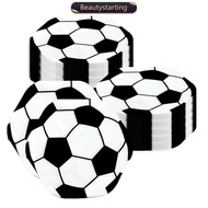 BEAUTYSTARTING 20PCS Football Shaped Disposable Napkins Soccer Party Tableware for Kids Boys Sports 