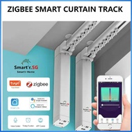 TUYA ZigBee Smart Electric Curtain Track, Automatic Motorized Curtain Rail Set, Adjustable Track Length