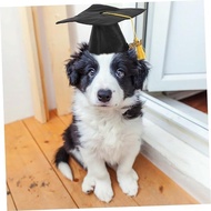 【JoyfulExcellence PET's 】 Pet Graduation Cap Dog Black Doctor's Cap Fringe Pendant hat Pet Graduation cap Dog Wisdom hat, Pet school graduation cap