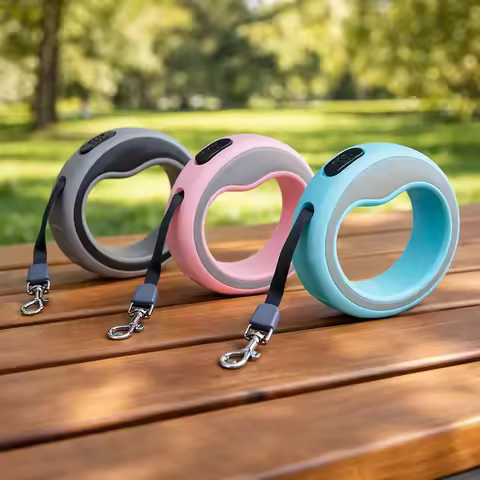 39.37 x 98.43inch Rope-Length Circular One-Button Lock Adjustable Pet Leash for Small Dogs, Handheld