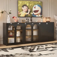 Industrial Kitchen Storage Cabinet - 2-Door Iron Display Sideboard with Adjustable Shelves, Rustic C