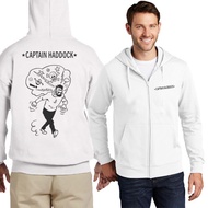 Jacket Hoodie Captain Haddock Hoodie Zipper Cotton Fleece New Zipper Hoodie White
