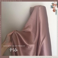 Kain Satin Velvet Premium Meteran Polos Warna Cokelat Milo
