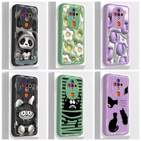 For Techno Spark 6 2020 KE7 Case Square Silicone Camera Protection Back Cover For Tecno Spark 6 Spar