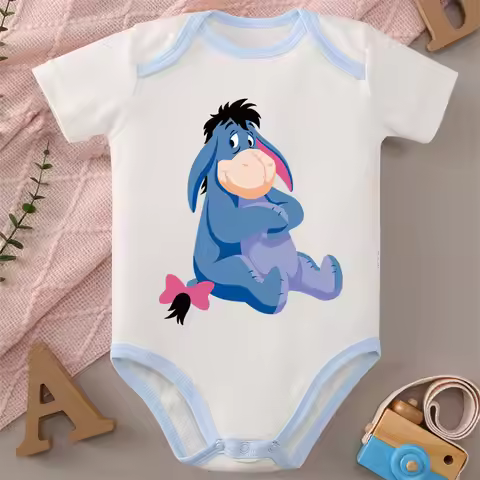 MINISO Disney Print Tigger & Eeyore Pure Cotton Baby Cloths Jumpsuit Onesie Bodysuit for 0-12 Months