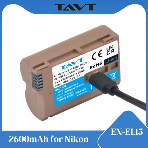 TAVT EN-EL15C ENEL15 EN EL15A EL15 Battery with USB Input for Nikon D750 D810 D7500 D500 Z5 Z6 Z6 II