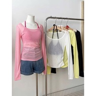 [ A-28 ] Women's long-sleeved shirt (Free padded bra) hugs the body beautifully, made of 4-way stret