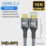 HDMI 2.2 Cable 96Gbps Bandwidth Support 8K 120Hz 4K 240Hz 2K 360Hz LIP Protocol for TV Monitor Game 