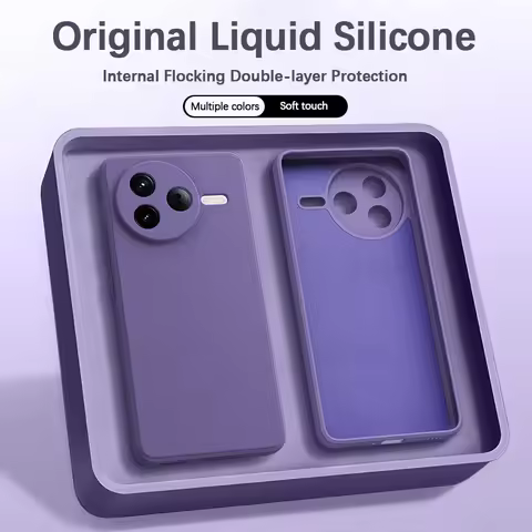 Square Original Phone Case for Xiaomi Poco F7 Pro Ultra F7Pro F7Ultra 5G Liquid Silicone Soft Basic 