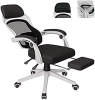 SMLZV office chairs, Mesh Office Chair Luxury Executive Chair Ergonomic Fabric Mesh Office Chair Adjustable and Swivel Chair with Lumbar Support Comfortable Breathable Seat with Mesh 118cm Colour Whit