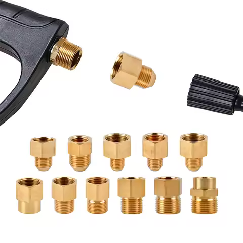 Brass 3/8" 1/2" M14 M18 M22 Thread Connector Male Female Adaptor Pressure Washer Gun Hose Connector 