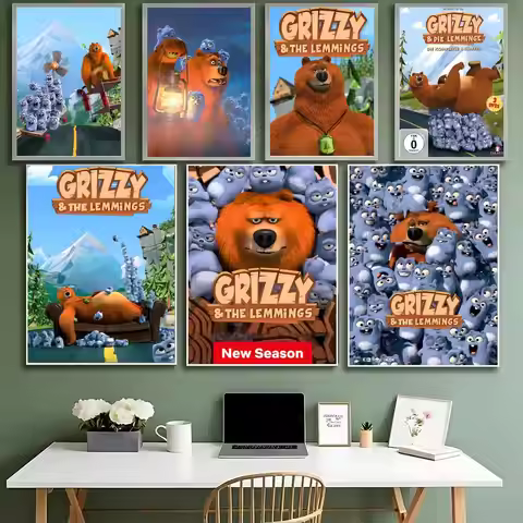 G-Grizzy And L-Lemmings Poster HD Waterproof High-Toughness Self-Adhesive Wall Decor Universal