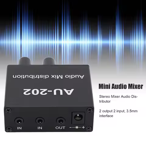 2 in 2 Out Audio Mixer Audio Distribution Mixer 2 in 2 Out Stereo Magnifier Distributor with Power A