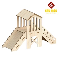Assembled 25 Wood Staircase House Playground for Hamsters Size D24xW8xH16cm