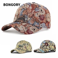 BONGORY Unisex-Teens Caps, Bear Print Cartoon Cute Bear Baseball Cap, Cotton Little Bear Print Duckb
