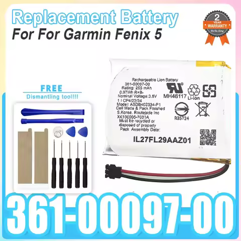 361-00097-00 Brand-New Replacement Smartwatch Battery For GARMIN Approach S62 S60 + Tools