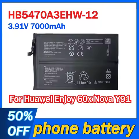 Replacement 3.91V 7000mAh HB5470A3EHW-12 Mobile Phone Battery for Huawei Enjoy 60x Nova Y91