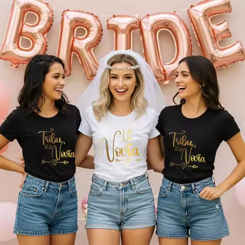 Fashion Spanish Team Bride Squad T-shirt Bridal Shower Wedding Y2k Tops Woman Bachelorette Hen Party