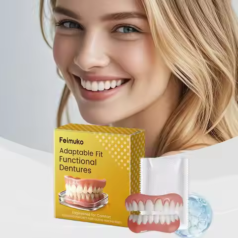 Natural Looking Adjustable Functional Denture Set Comfort Fit Temporary Snap On Smile Veneers For In
