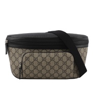 【GUCCI 古馳】GG Supreme 塗層帆布及皮革大款腰包(咖啡色)/ 平行輸入