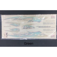 RG110 100% (Runcing) (stock lama) S457/RU/ig (4) Sticker Body / Stripe set green Rg Sport hijau