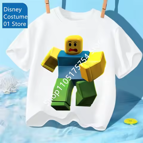 Roblox Colorful Avatar Printed Kids T Shirt for Boys and Girls Soft Casual Short Sleeve Tee Children