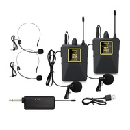 Portable Wireless Headset Microphone+Lavalier Mic System Teaching Speech Interview Vlog Live Tourist guide