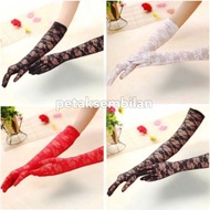 CODE A44G LONG Lace Floral Bridal Gloves Premium