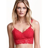 H&m BRALETTE HNM RED LACE SUPER SEXY LINGERIE BRA SIZE XS SM FIT BRA 30 32 34 36 38 - NO PADS / WITH