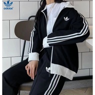 Adidas Clvoer Unisex Classic Three-striped Windproof Jacket Couple Vintage Versatile Long-sleeved Top