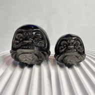 黑曜石達摩水晶擺件