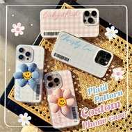 [CA1738] Exclusive Style-Customized Fresh Plaid Case/Transparent Case/Magnetic Case-Name+Barcode Inv