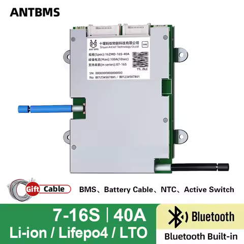 Smart ANT BMS 7S 8S 10S 12S 16S 20S 22S Li-ion Lifepo4 LTO Battery 24V 36V 48V 60V 72V continuous 40