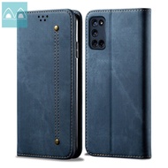 Flip Cover For OPPO A52 A72 A92 Fashion Retro Jeans Style Magnet Flip Leather Protective Case with S