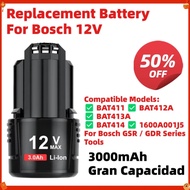 3000mAh For Bosch 12V 10.8V BAT411 BAT412A BAT413A/414 1600A001J5 For Bosch GSR GDR Power Tool Batte