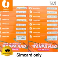 Umobile VIP number simcard Unlimited Data tanpa had 5G Ready Pack