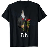 Summer New Hot Men's T-shirt Fih Gentleman Funny Misspelled Fish Meme Fih Calling Humor T-Shirt