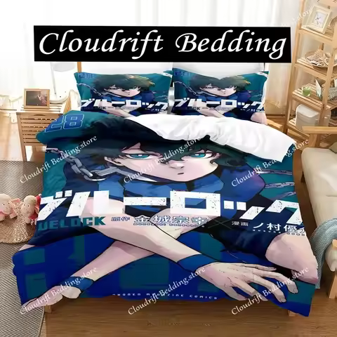 New B-Blue L-Lock Bedding Set Single Twin Full Queen King Size Bed Set Adult Kid Bedroom Duvet cover
