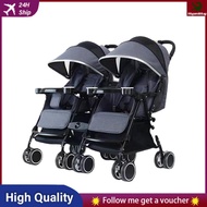 【in stock】New twin baby stroller detachable baby stroller high carbon steel twin stroller one-click retractable stroller that can sit and lie down