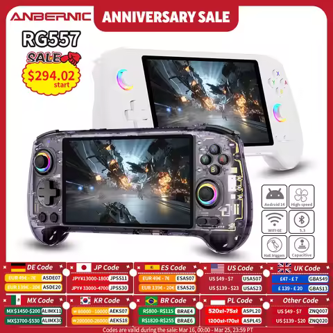 ANBERNIC RG557 Handheld Game Console 5.48" AMOLED Screen Dimensity 8300 Android Retro Video Player S