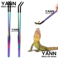 YANN 2PCS Reptile Feeding Tongs, Stainless Steel Terrarium Tank Supplies Straight and Curved Tweezer