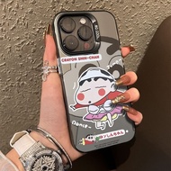 Niche High-End Wear Bra Shin-Chan Pattern Cartoon Colorful Silver Case Shock-resistant Shock-proof Hard Case Suitable for iPhone 15 14 13 12 11 pro max 7 8 plus xr x xs max 15pro 14 pro 13pro 15plus Protective Phone Case