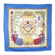 【日本直購】愛馬仕 HERMES 90 公分方巾 絲巾 絲綢 藍色 女性【二手】