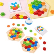Children s Adult Wooden Hexagonal Puzzle Parent Child Interaction Colorful Brain Teaser Toy for Kids
