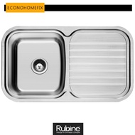 [RUBINE] PRX 611 Stainless Steel Single Bowl Kitchen Sink with Dish Drainer