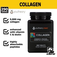 Youtheory, Collagen for Men | Powerful Protein + Essential Nutrients Vitamin C &amp; Biotin | 5000mg Pure Collagen Peptides