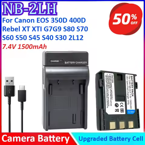 NB-2LH 7.4V 1500mAh NB-2L Camera Battery+Charger For Canon EOS 350D 400D For Rebel XT XTI G7 G9 S80