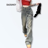Daduhey Women's Retro Washed Jeans Wide-Leg Straight Flared Pants