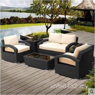 Coffee Table Combination Garden Creative Rattan Chair Outdoor Living Room Sofa Sofa Outdoor Rattan C